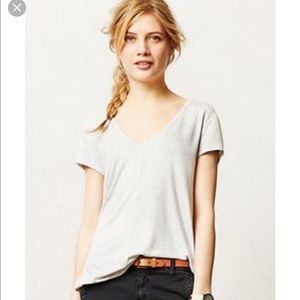 Anthropologie Bordeaux Elementary V-neck shirt L